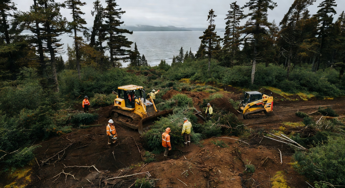 Land clearing project opening space in the Alaskan forest